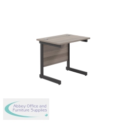 Jemini Rectangular Single Upright Cantilever Desk 800x600x730mm Grey Oak/Black KF819509