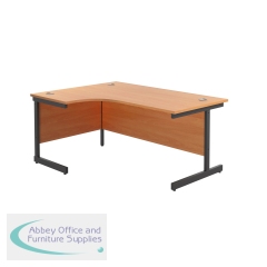 Jemini Radial Left Hand Single Upright Cantilever Desk 1600x1200x730mm Beech/Black KF819615