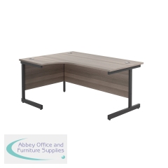 Jemini Radial Left Hand Single Upright Cantilever Desk 1600x1200x730mm Grey Oak/Black KF819646