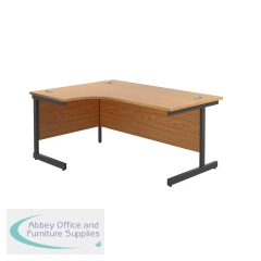 Jemini Radial Left Hand Single Upright Cantilever Desk 1600x1200x730mm Nova Oak/Black KF819660