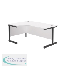 Jemini Radial Left Hand Single Upright Cantilever Desk 1600x1200x730mm White/Black KF819677
