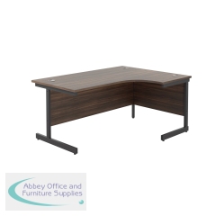 Jemini Radial Right Hand Single Upright Cantilever Desk 1600x1200x730mm Walnut/Black KF819707