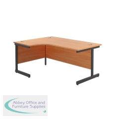 Jemini Radial Left Hand Single Upright Cantilever Desk 1800x1200x730mm Beech/Black KF819752
