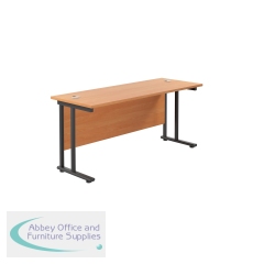 Jemini Rectangular Double Upright Cantilever Desk 1600x600mm Beech/Black KF819769