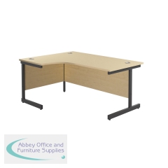 Jemini Radial Left Hand Single Upright Cantilever Desk 1800x1200x730mm Maple/Black KF819790
