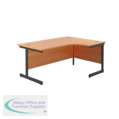 Jemini Radial Right Hand Single Upright Cantilever Desk 1800x1200x730mm Beech/Black KF819820