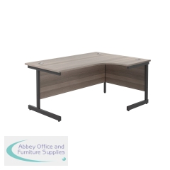 Jemini Radial Right Hand Single Upright Cantilever Desk 1800x1200x730mm Grey Oak/Black KF819851