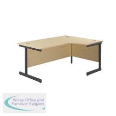 Jemini Radial Right Hand Single Upright Cantilever Desk 1800x1200x730mm Maple/Black KF819868