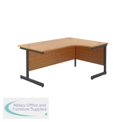 Jemini Radial Right Hand Single Upright Cantilever Desk 1800x1200x730mm Nova Oak/Black KF819875