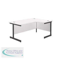 Jemini Radial Right Hand Single Upright Cantilever Desk 1800x1200x730mm White/Black KF819882