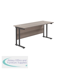 Jemini Rectangular Double Upright Cantilever Desk 1600x600mm Grey Oak/Black KF820093