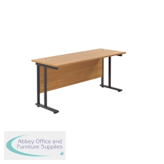Jemini Rectangular Double Upright Cantilever Desk 1600x600mm Nova Oak/Black KF820116