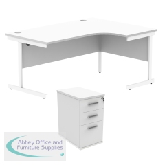 Astin Radial Right Hand SU Desk +Desk High Pedestal 1600x1200 Arctic White/Arctic White KF820117
