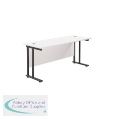 Jemini Rectangular Double Upright Cantilever Desk 1600x600mm White/Black KF820123