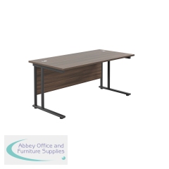 Jemini Rectangular Double Upright Cantilever Desk 1600x800mm Dark Walnut/Black KF820147