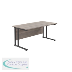 Jemini Rectangular Double Upright Cantilever Desk 1600x800mm Grey Oak/Black KF820154