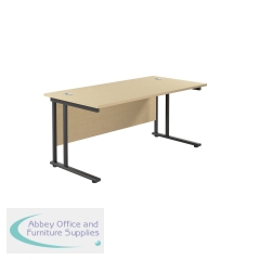 Jemini Rectangular Double Upright Cantilever Desk 1600x800mm Maple/Black KF820161