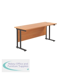 Jemini Rectangular Double Upright Cantilever Desk 1800x600x730mm Beech/Black KF820192