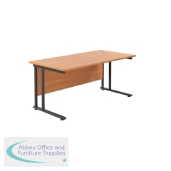 Jemini Rectangular Double Upright Cantilever Desk 1800x800x730mm Beech/Black KF820253
