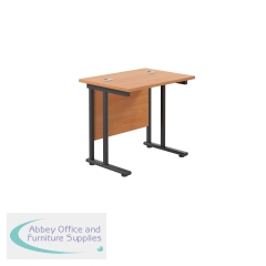 Jemini Rectangular Double Upright Cantilever Desk 800x600x730mm Beech/Black KF820314