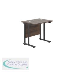 Jemini Rectangular Double Upright Cantilever Desk 800x600x730mm Dark Walnut/Black KF820321