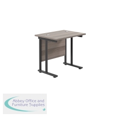 Jemini Rectangular Double Upright Cantilever Desk 800x600x730mm Grey Oak/Black KF820338