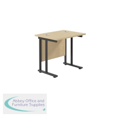 Jemini Rectangular Double Upright Cantilever Desk 800x600x730mm Maple/Black KF820345
