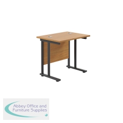 Jemini Rectangular Double Upright Cantilever Desk 800x600x730mm Nova Oak/Black KF820352