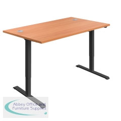 Jemini Economy Single Motor Sit/Stand Desk 1400x800x705-1220mm Beech/Black KF820386