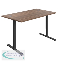 Jemini Economy Single Motor Sit/Stand Desk 1400x800x705-1220mm Dark Walnut/Black KF820400
