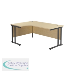 Jemini Radial Left Hand Double Upright Cantilever Desk 1600x1200x730mm Maple/Black KF820406