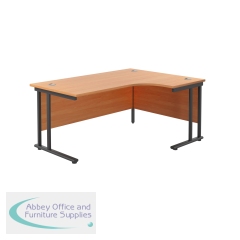 Jemini Radial Right Hand Double Upright Cantilever Desk 1600x1200x730mm Beech/Black KF820437