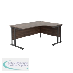 Jemini Radial Right Hand Double Upright Cantilever Desk 1600x1200x730mm Dark Walnut/Black KF820444