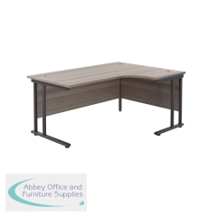 Jemini Radial Right Hand Double Upright Cantilever Desk 1600x1200x730mm Grey Oak/Black KF820451