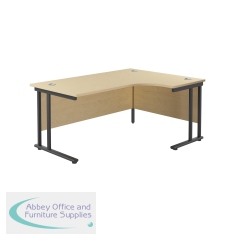 Jemini Radial Right Hand Double Upright Cantilever Desk 1600x1200x730mm Maple/Black KF820468