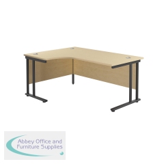 Jemini Radial Left Hand Double Upright Cantilever Desk 1800x1200x730mm Maple/Black KF820529