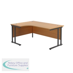 Jemini Radial Left Hand Double Upright Cantilever Desk 1800x1200x730mm Nova Oak/Black KF820536