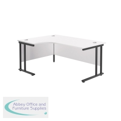 Jemini Radial Left Hand Double Upright Cantilever Desk 1800x1200x730mm White/Black KF820543
