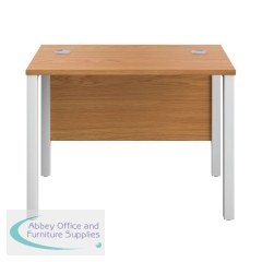 Jemini Rectangular Goal Post Desk 1000x600x730mm Nova Oak/White KF821410