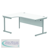 Polaris Left Hand Radial Single Upright Cantilever Desk 1600x1200x730mm Arctic White/Silver KF821460