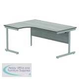 Polaris Left Hand Radial SU Cantilever Desk 1600x1200x730mm Alaskan Grey Oak/Silver KF821500