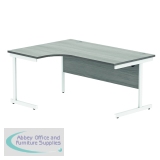 Polaris Left Hand Radial SU Cantilever Desk 1600x1200x730mm Alaskan Grey Oak/White KF821520