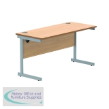 Polaris Rectangular Single Upright Cantilever Desk 1400x600x730mm Norwegian Beech/Silver KF821550