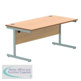 Polaris Rectangular Single Upright Cantilever Desk 1600x800x730mm Norwegian Beech/Silver KF821590