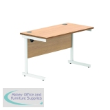 Polaris Rectangular Single Upright Cantilever Desk 1200x600x730mm Norwegian Beech/White KF821600