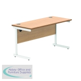 Polaris Rectangular Single Upright Cantilever Desk 1400x600x730mm Norwegian Beech/White KF821610