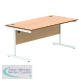 Polaris Rectangular Single Upright Cantilever Desk 1600x800x730mm Norwegian Beech/White KF821650