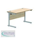 Polaris Rectangular Single Upright Cantilever Desk 1200x600x730mm Canadian Oak/Silver KF821660