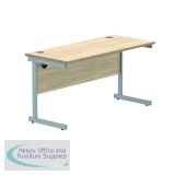 Polaris Rectangular Single Upright Cantilever Desk 1400x600x730mm Canadian Oak/Silver KF821670