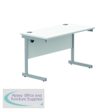 Polaris Rectangular Single Upright Cantilever Desk 1200x600x730mm Arctic White/Silver KF821780